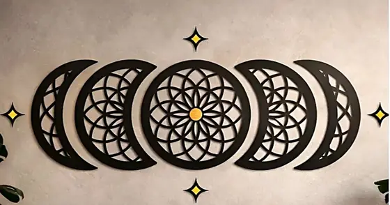 Cuadro decorativo de fases lunares en corte láser — Pixel Labs