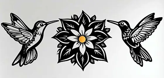 Cuadro de flor mandala con colibríes en corte láser - Pixel Labs
