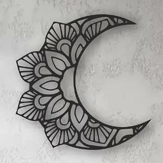 Cuadro de luna con mandala en corte láser - Pixel Labs