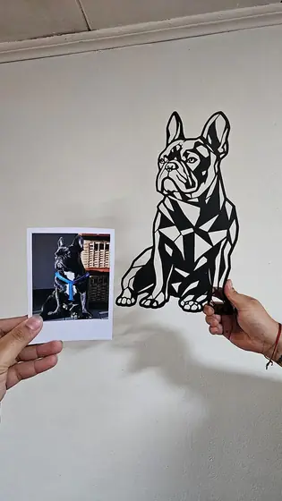 Retrato de Bulldog Francés personalizado a partir de una foto, corte láser - Pixel Labs