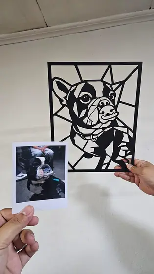 Retrato de Bulldog Francés personalizado a partir de una foto, corte láser - Pixel Labs