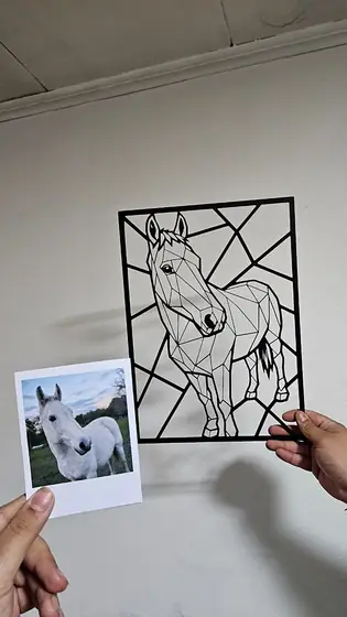 Retrato de Caballo personalizado a partir de una foto, corte láser - Pixel Labs