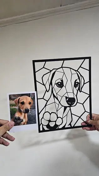 Retrato de Cachorro Color Canela personalizado a partir de una foto, corte láser - Pixel Labs