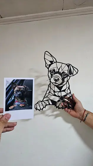 Retrato de Cachorro Mestizo personalizado a partir de una foto, corte láser - Pixel Labs
