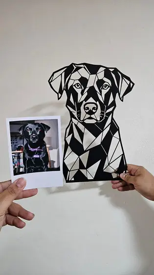Retrato de Labrador Negro personalizado a partir de una foto, corte láser - Pixel Labs