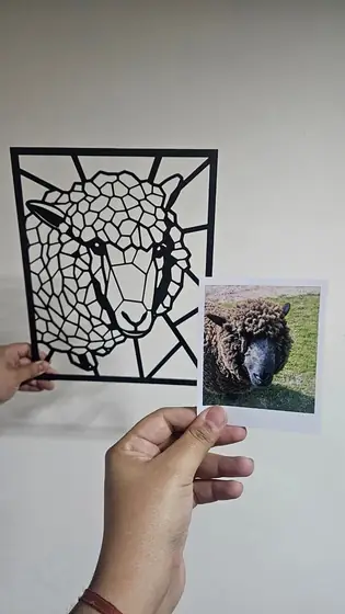 Retrato de Oveja personalizado a partir de una foto, corte láser - Pixel Labs