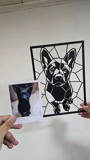 Retrato de Cachorro Pastor Alemán personalizado a partir de una foto, corte láser - Pixel Labs