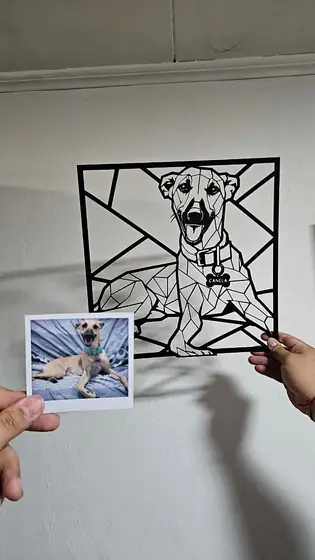 Retrato de Perra Canela personalizado a partir de una foto, corte láser - Pixel Labs