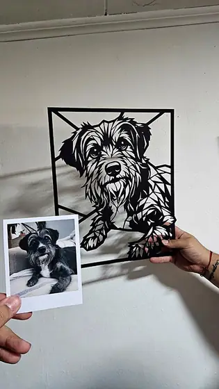 Retrato de mascota a medida en corte láser a partir de una foto - Pixel Labs
