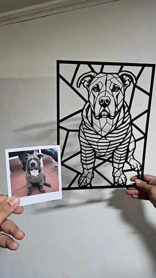 Retrato de Pitbull personalizado a partir de una foto, corte láser - Pixel Labs