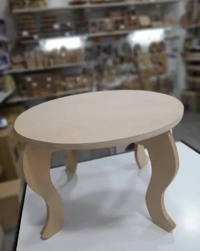 Mesita ovalada de MDF con patas provenzales para mesa dulce, corte láser - Pixel Labs
