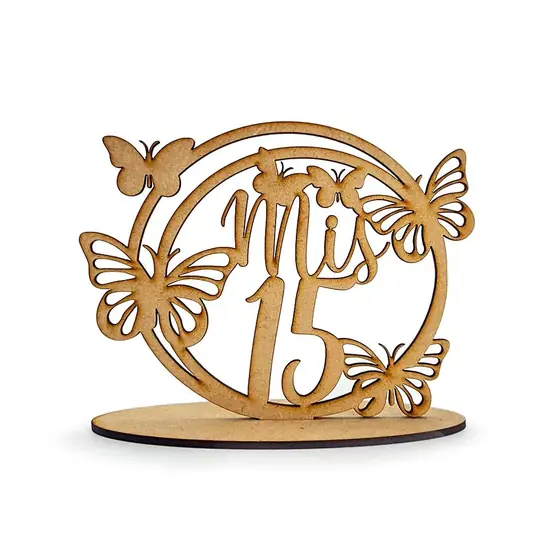 Cartel Mis 15 con Mariposas, souvenir personalizado para fiesta de 15 años en corte láser - Pixel Labs