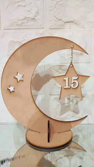 Luna con Estrella 15, souvenir personalizado para fiesta de 15 años en corte láser - Pixel Labs